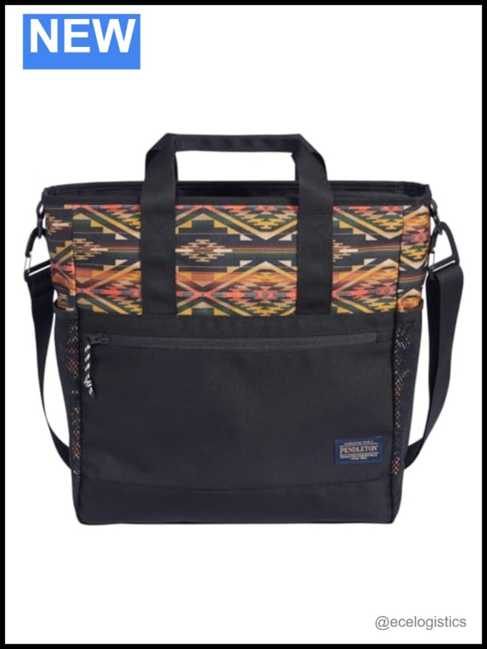 Pendleton Wool Tote Bag Handbag Adjustable Strap Zip Closure Geometric Pattern